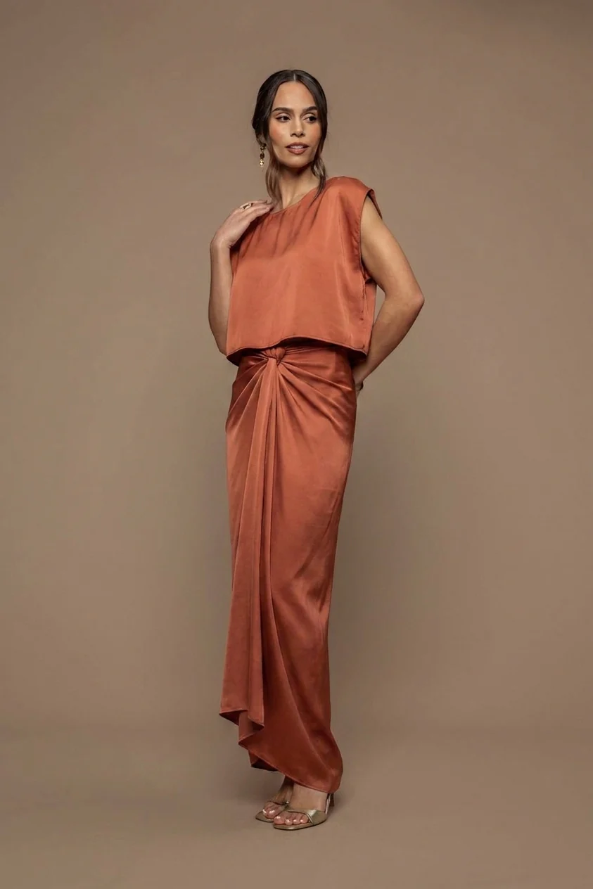 Jupe nouée terracotta