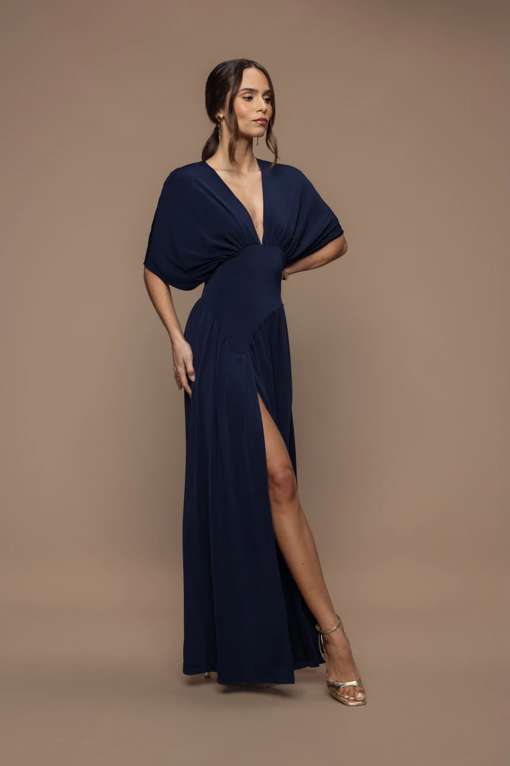 Robe charmeuse bleu marine - Image 3