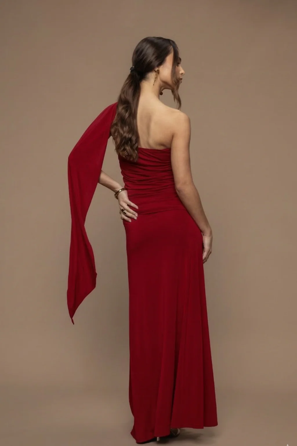 Robe écharpe Fatale brique - Image 3