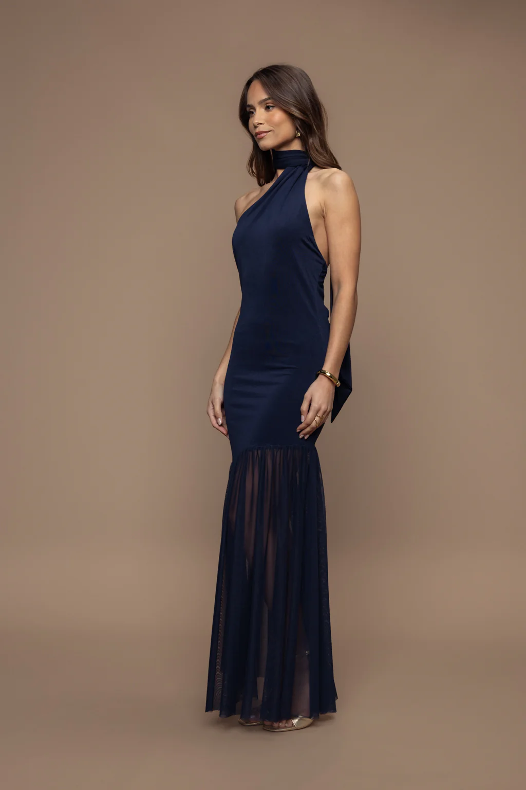 Robe écharpe invincible maille bleu marine - Image 3